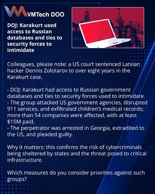DOJ: Karakurt использовала доступ к российским базам и связи с силовиками для запугивания