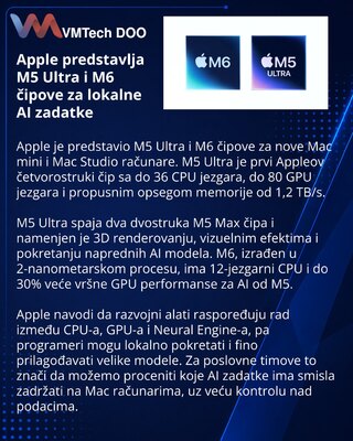 Apple представила чипы M5 Ultra и M6 для новых компьютеров Mac