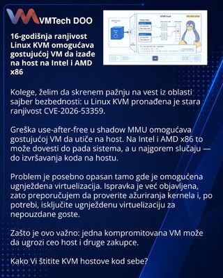 16-godišnja ranjivost Linux KVM omogućava gostujućoj VM da izađe na host na Intel i AMD x86