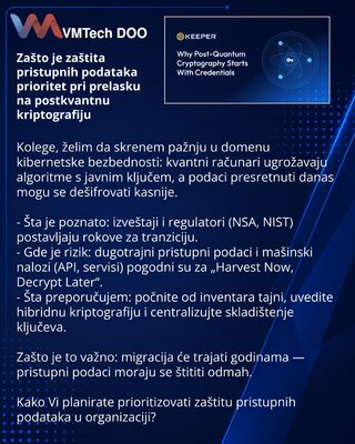 Zašto je zaštita pristupnih podataka prioritet pri prelasku na postkvantnu kriptografiju