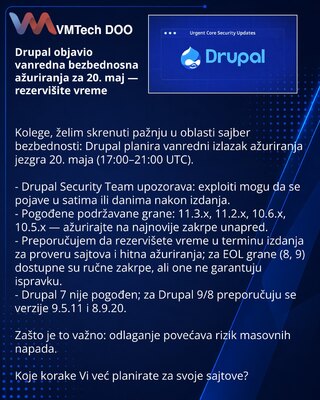 Drupal объявил экстренные обновления безопасности на 20 мая — резервируйте время