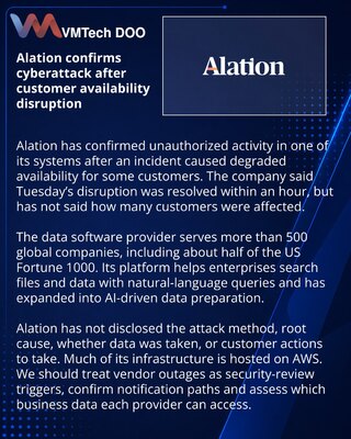 Alation confirms unauthorized activity in customer-facing security incident