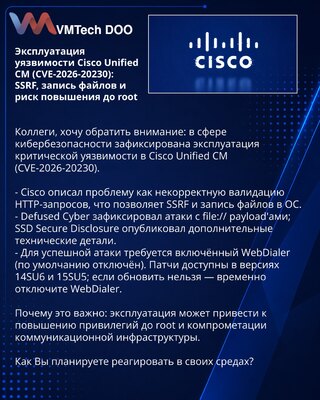 Exploitation of Cisco Unified CM (CVE-2026-20230): SSRF, file writes and risk of root escalation