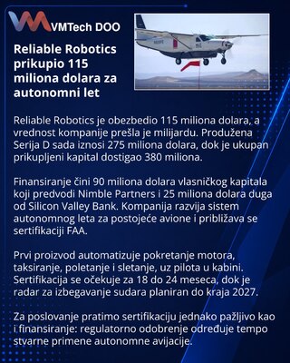 Reliable Robotics podigao vrednost iznad milijardu dolara