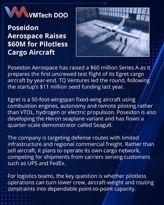 Poseidon Aerospace Secures $60M for Uncrewed Cargo Aircraft