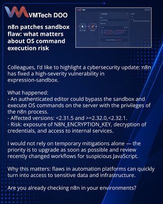 n8n patches sandbox flaw: what matters about OS command execution risk