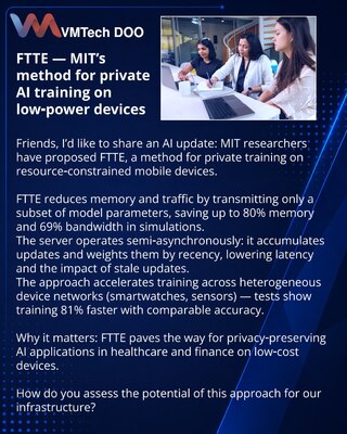 FTTE — metod MIT-a za privatno učenje VI na uređajima s ograničenim resursima