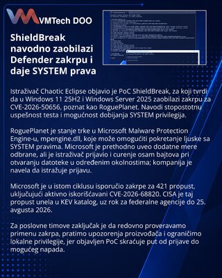 ShieldBreak PoC navodno zaobilazi zakrpu za Defender ranjivost