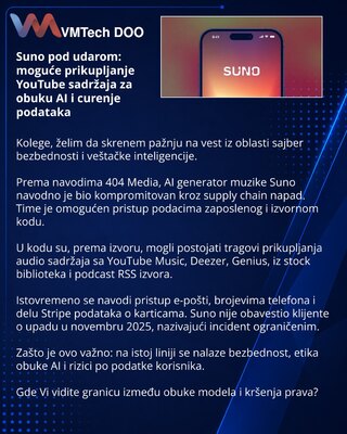 Suno Under Fire: Reports of YouTube Content Collection for AI Training and Customer Data Exposure