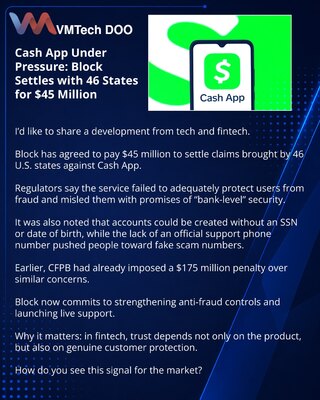 Cash App под давлением: Block урегулировала спор с 46 штатами на $45 млн