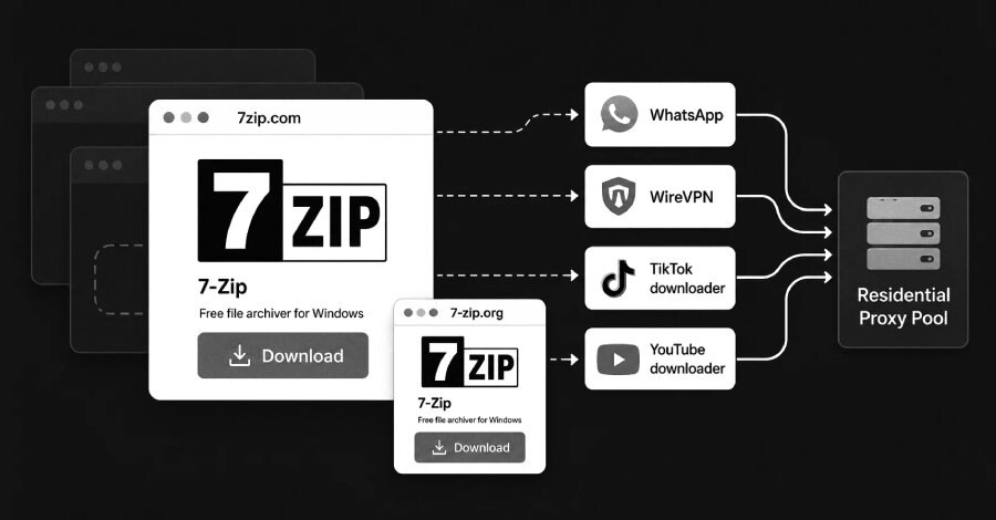 Lažni 7-Zip instalateri pretvaraju uređaje u residential proxy čvorove