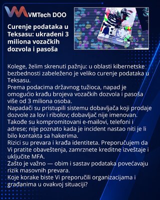 Curenje podataka u Teksasu: ukradeni 3 miliona vozačkih dozvola i pasoša