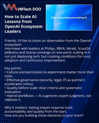 Kako skalirati AI: lekcije lidera iz OpenAI ekosistema