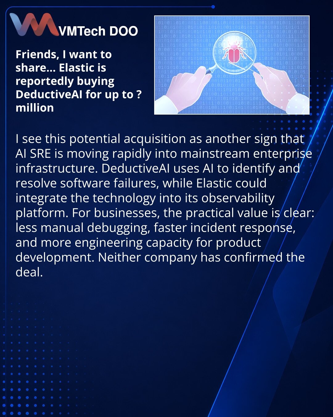 Elastic reportedly agrees to buy AI SRE startup DeductiveAI for up to ? million