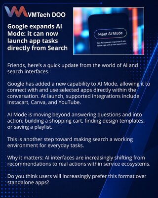 Google расширяет AI Mode: теперь он запускает задачи в приложениях прямо из поиска