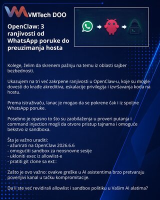 OpenClaw: 3 vulnerabilities from WhatsApp to host takeover