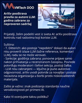 ArXiv pooštrava pravila za autore LLM: godina zabrane za neproveren sadržaj