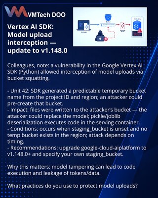 Vertex AI SDK: перехват загрузок моделей — обновите до v1.148.0