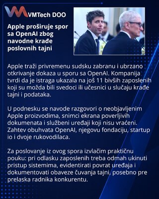 Apple traži privremenu zabranu i proverava još 11 bivših zaposlenih