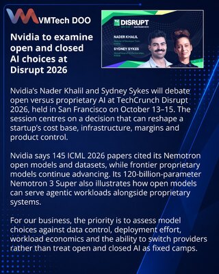 Nvidia обсудит открытые и закрытые AI-модели на Disrupt 2026