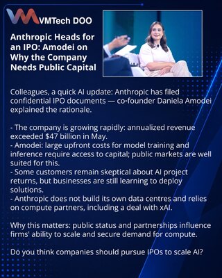 Anthropic ide na IPO: Amodei objašnjava zašto kompaniji treba javni kapital