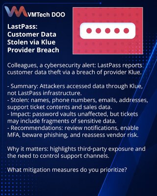 LastPass: похищены данные клиентов через взлом провайдера Klue