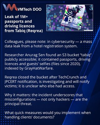 Leak of 1M+ passports and driving licences from Tabiq (Reqrea)