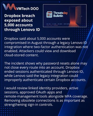 Dropbox сообщил о компрометации 5 тысяч аккаунтов через Lenovo ID